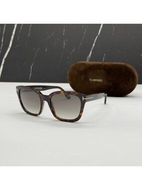 NEW TOM FORD HAYLAY TF1216 52B HAVANA/GRAY WOMEN SQUARE SUNGLASSES FT1216